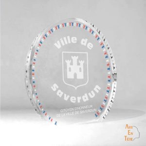 Trophée plexiglas 100% made in France sur mesure deal toys tombstone Mairie