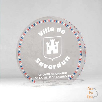 Trophée plexiglas 100% made in France sur mesure deal toys tombstone Mairie