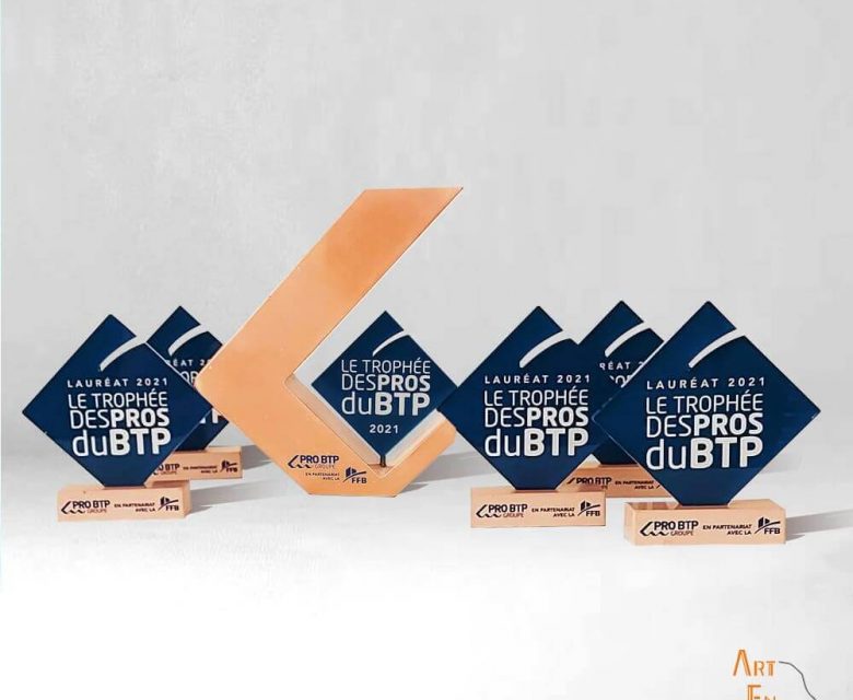 Trophée BTP 100% made in France sur mesure Art en Tête