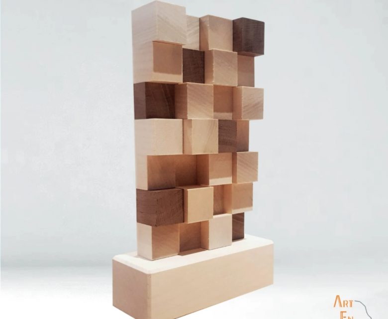 Totem mosaïque bois premium