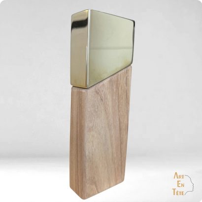 trophée premium bois métal or