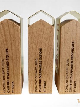 création trophée bois laiton