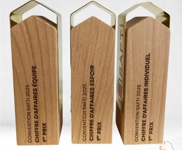 création trophée bois laiton