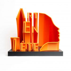 Trophée logo 3D personnalisé en filament écologique sur mesure, fabrication Made in France.