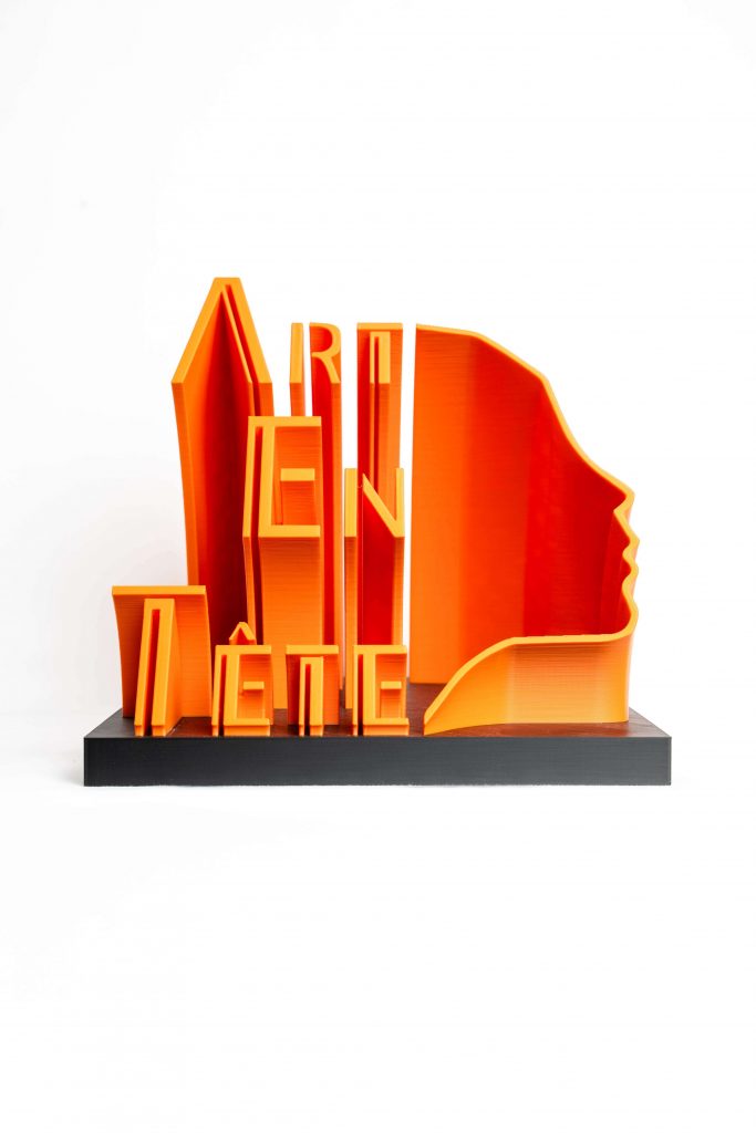Trophée logo 3D personnalisé en filament écologique sur mesure, fabrication Made in France.